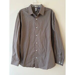 Artefact Mens Slim Fit Long Sleeve Button-Up Shirt Brown/Gray Size L Preppy NWOT